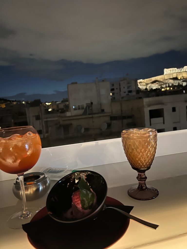 the Acropolis from our Hotel Restaurant, last night in Greece